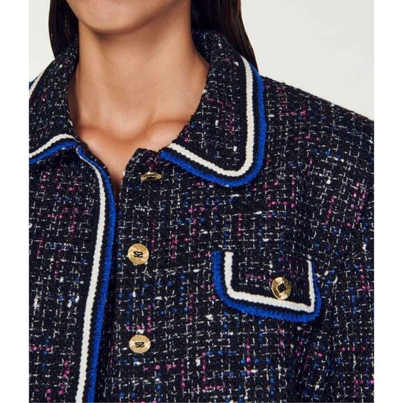 Sandro Vicky Tweed Cropped Jacket - Picture 2 of 11